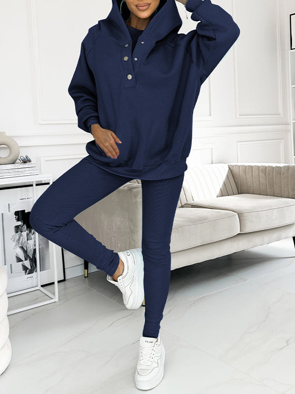 Hooded Casual Sweatshirt & Pant Set