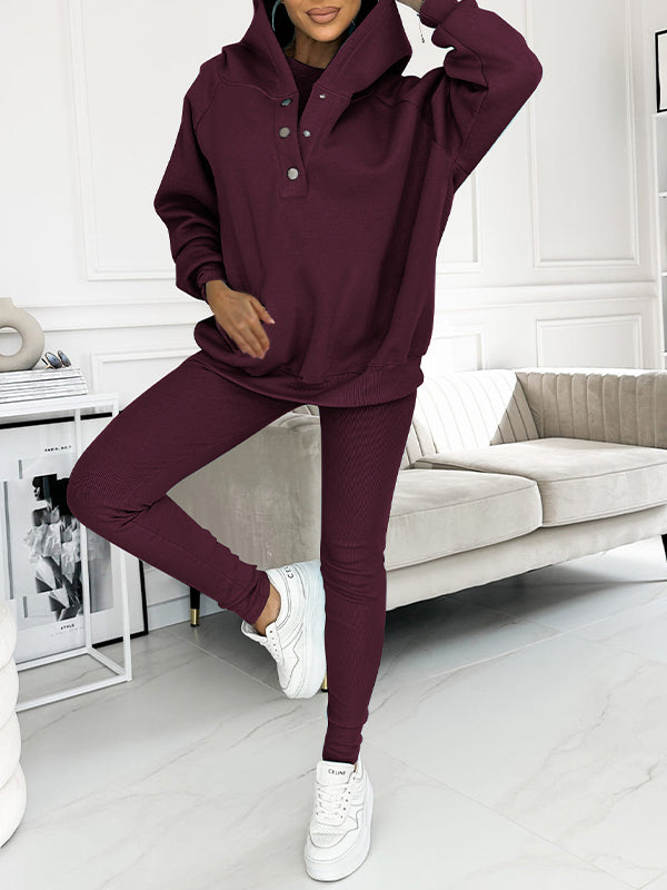 Hooded Casual Sweatshirt & Pant Set