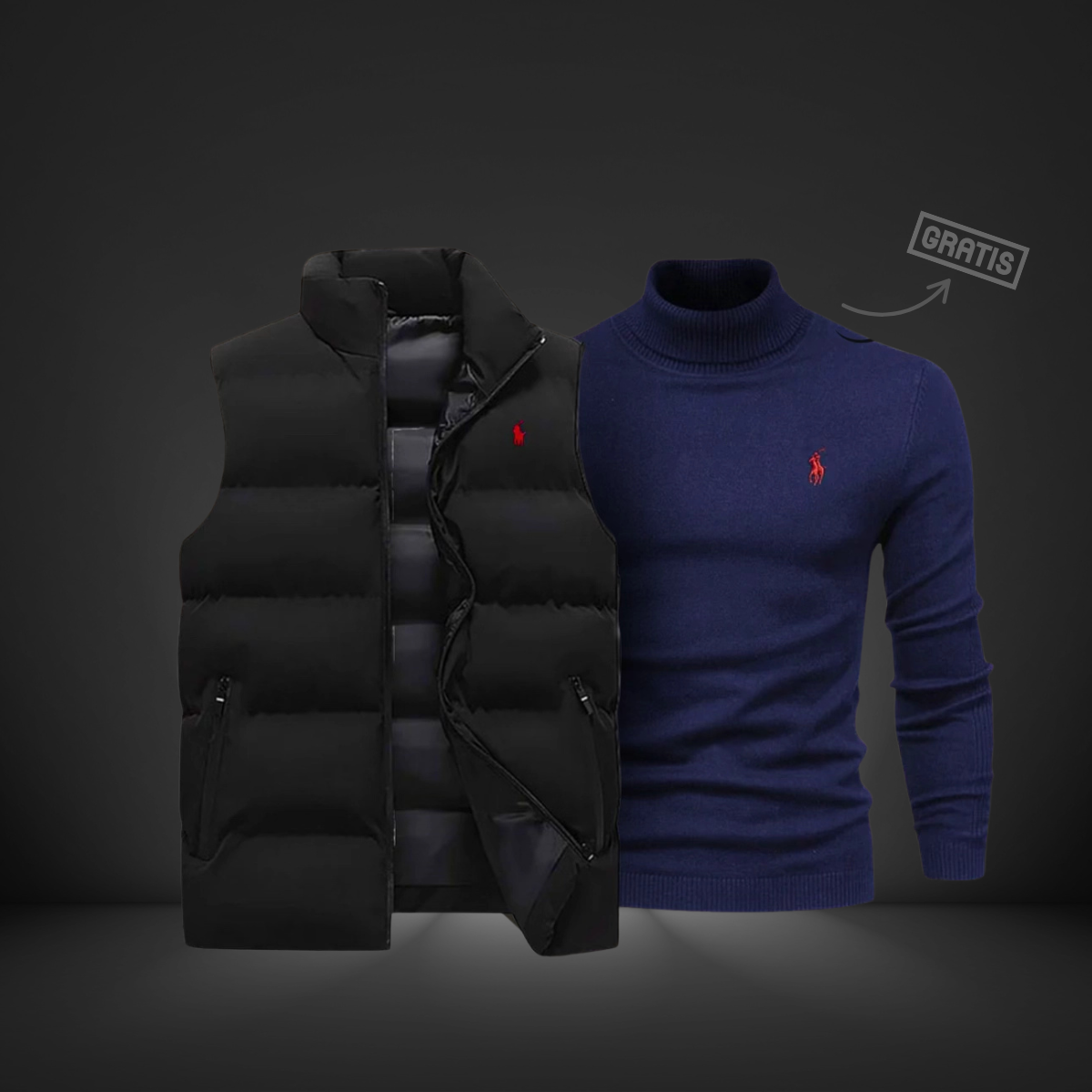 CALVINNE | DOWN VEST + FREE TURTLENECK SWEATER