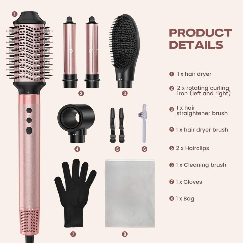 5 in 1 Air Styler Automatic Hair Curling Iron with Detachable Brush Head