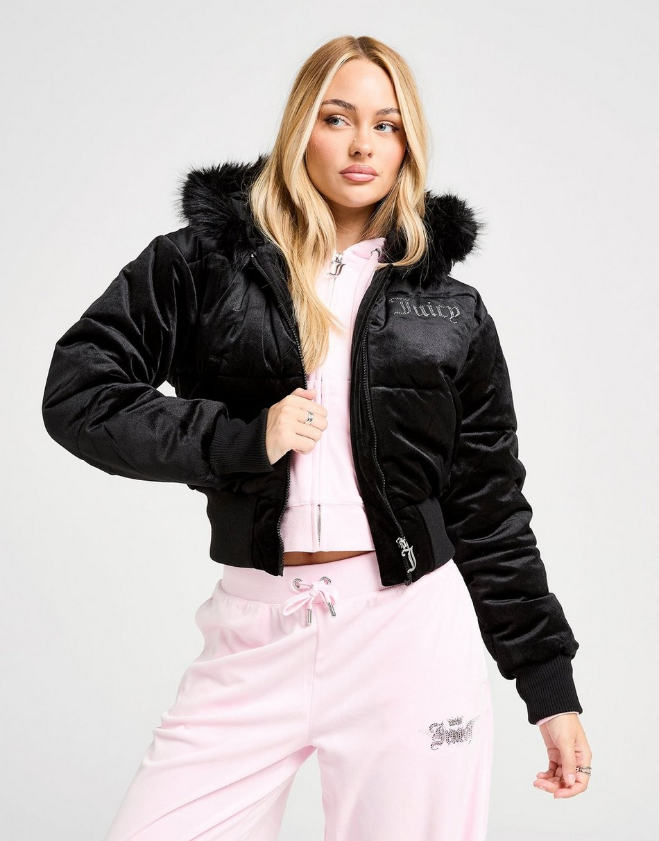 JUICY COUTURE Diamante Velour Padded Jacket
