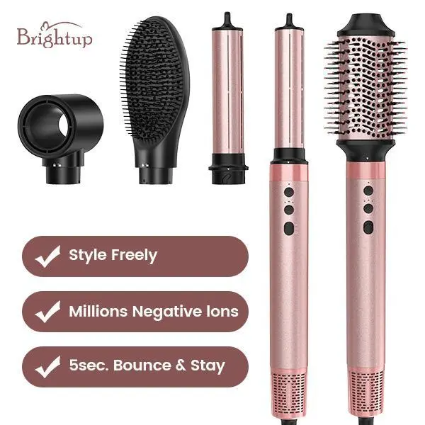 Brightup 5 in 1 Air styler Autometic Hair Curling Iron with Detachable Brush