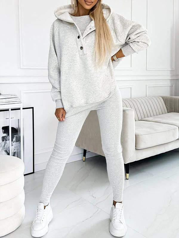 Hooded Casual Sweatshirt & Pant Set