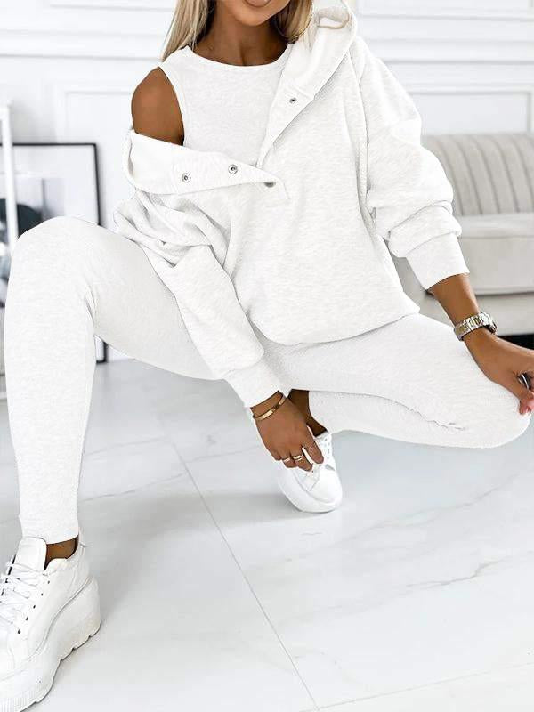 Hooded Casual Sweatshirt & Pant Set