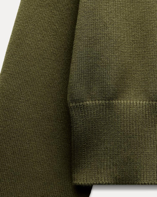 Cropped Knit Sweater with Wide Sleeves