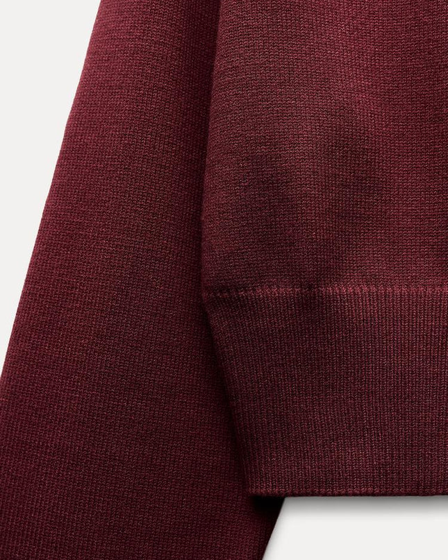 Cropped Knit Sweater with Wide Sleeves