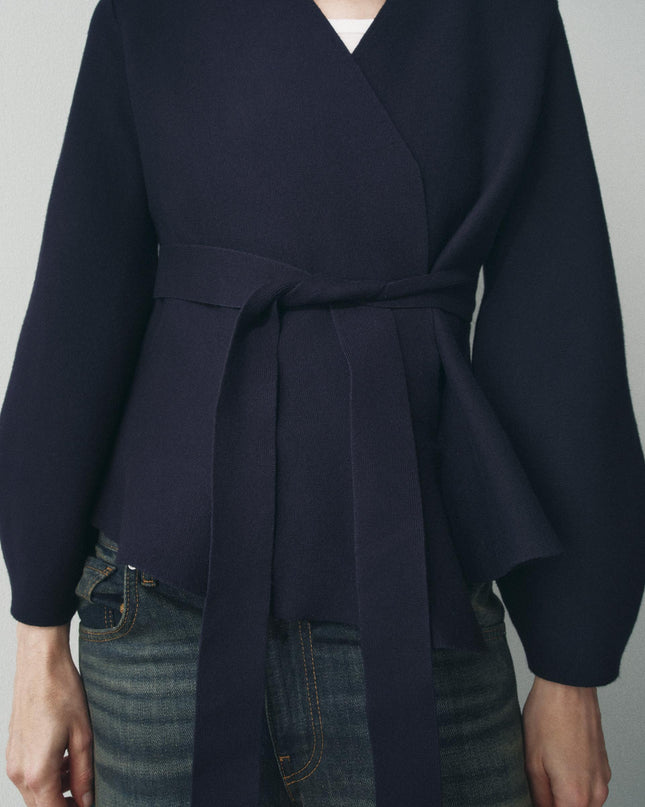 BELTED BLAZER WITH SHOULDER PADS