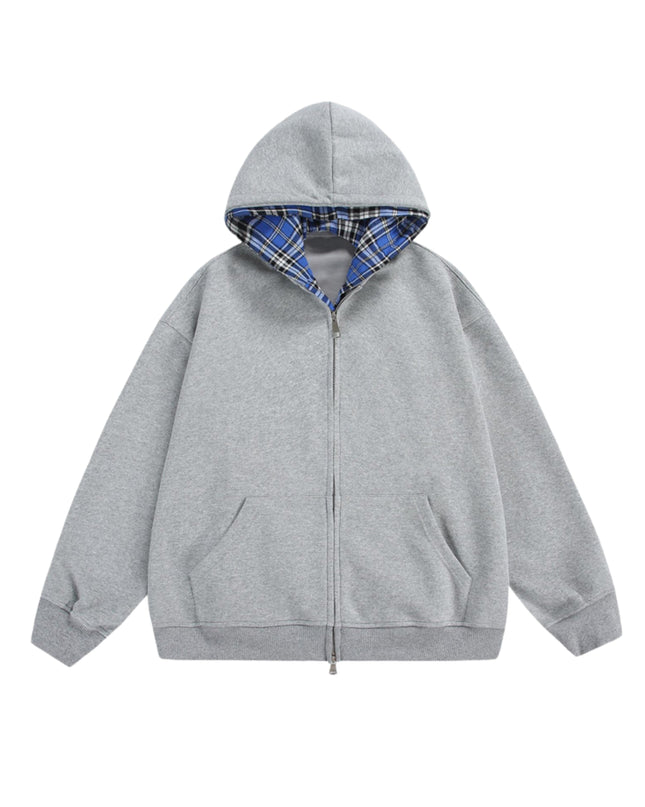 CHEQUERED LINE – ZIP HOODIE