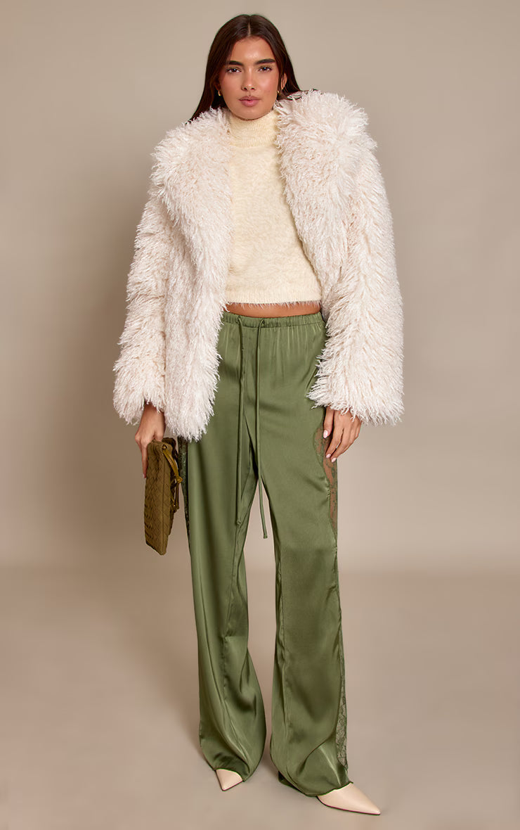 Satin Cargo Lace-Up Pants