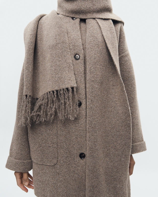 SHORT KNIT COAT WITH SCARF