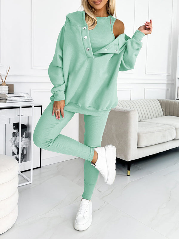 Hooded Casual Sweatshirt & Pant Set