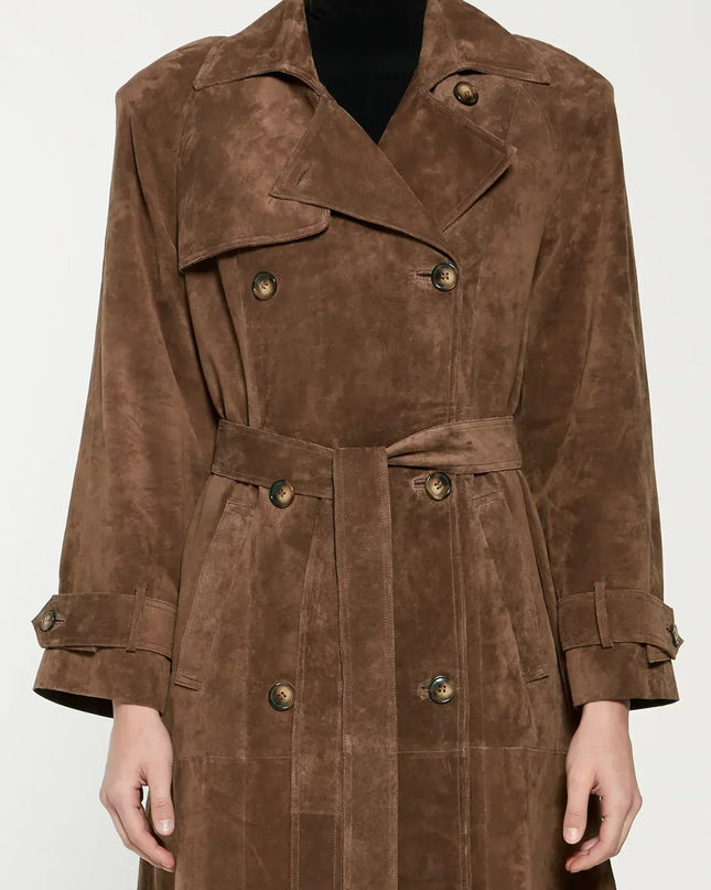 Suede Leather Trench Coat