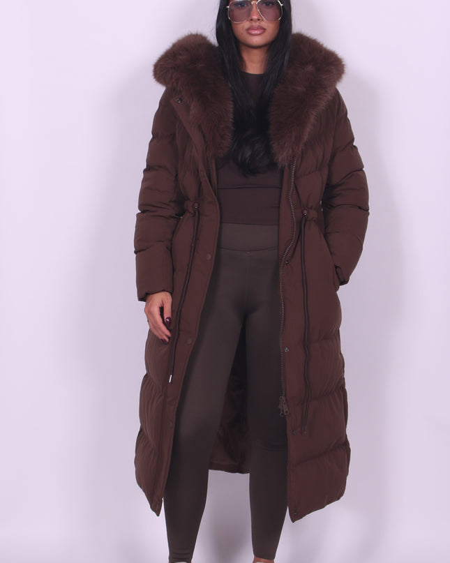 Fur Hooded Longline Coat
