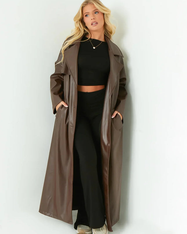 Dani Leather Trench Coat