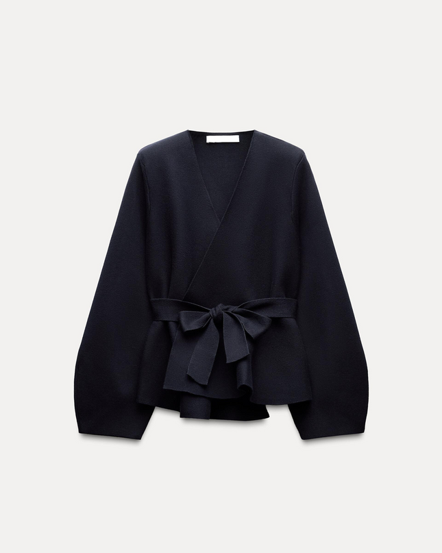 BELTED BLAZER WITH SHOULDER PADS