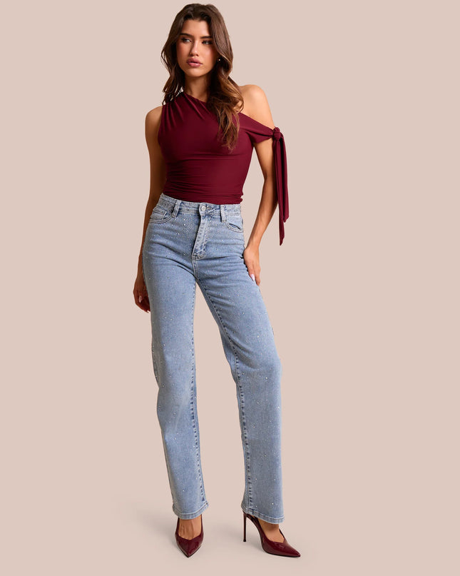 Rhinestone Straight Leg Jeans