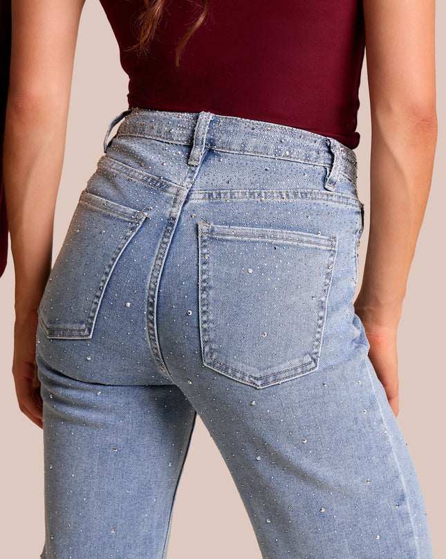 Rhinestone Straight Leg Jeans