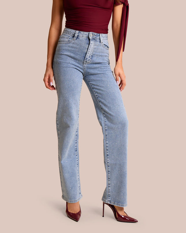 Rhinestone Straight Leg Jeans