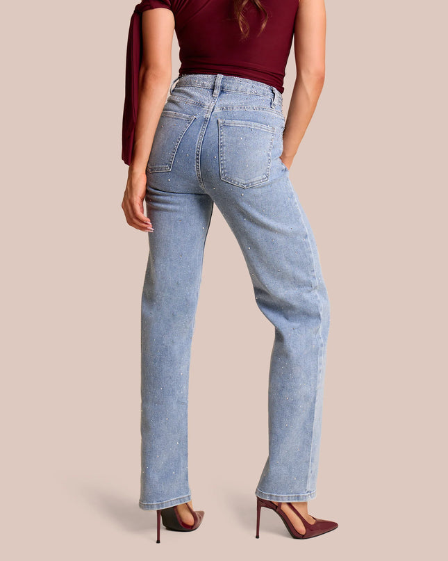 Rhinestone Straight Leg Jeans