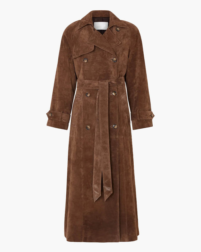 Suede Leather Trench Coat