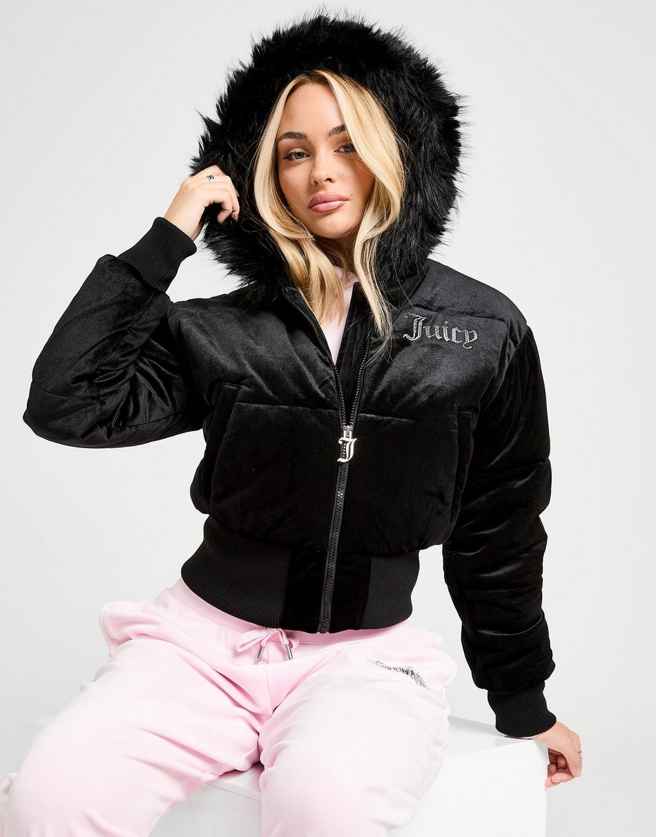 JUICY COUTURE Diamante Velour Padded Jacket