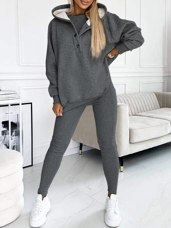 Hooded Casual Sweatshirt & Pant Set